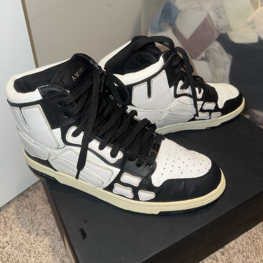 AMIRI Black and White Leather Sneakers